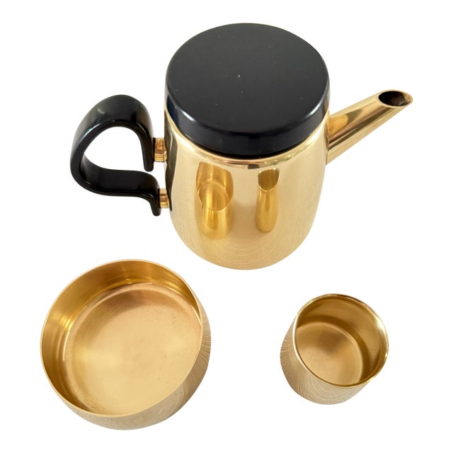 1950s Georg Jensen Brass Coffee (Or Mocha) Set Designed by Henning Koppel For Sale