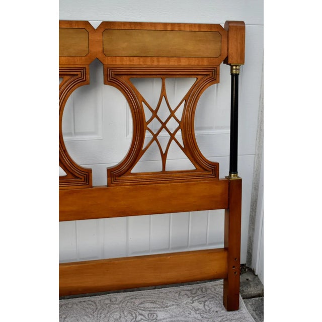 Traditional Twin Size Regency Mahogany Headboards Vintage Brass Mid Century Hollywood Bed 60s For Sale - Image 3 of 13