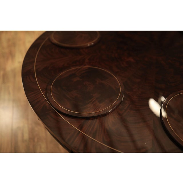 2020s Round Walnut Dining Table With Placemats and Drawers, Large Center Table for Formal Dining Room For Sale - Image 5 of 14