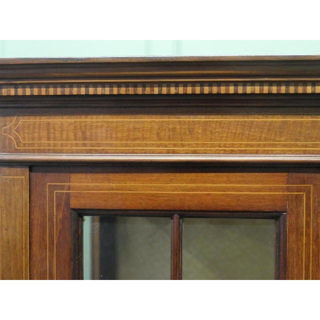 Tall Edwardian Bow Front Glazed Display Cabinet For Sale - Image 4 of 8