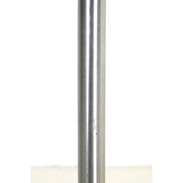 Metal Large Mid-Century Danish Aluminum and Teak Floor Lamp with Cotton Lampshade, 1960s For Sale - Image 7 of 14