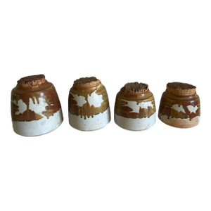 Vintage Mid Century Studio Pottery Canister Set of 4 With Cork Lids Signed Lair