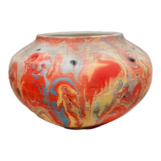 Vintage Nemadji Indian Art Pottery Red Vase by Native American Maker For Sale