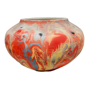 Vintage Nemadji Indian Art Pottery Red Vase by Native American Maker
