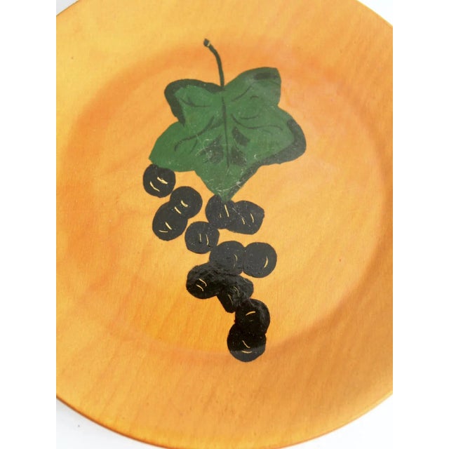 Vintage Hand-Painted Wooden Plate Pair For Sale - Image 6 of 8