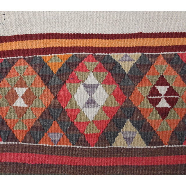1970s Vintage Turkish Hand-Knotted Wool Cotton Orange Runner Rug For Sale - Image 9 of 10