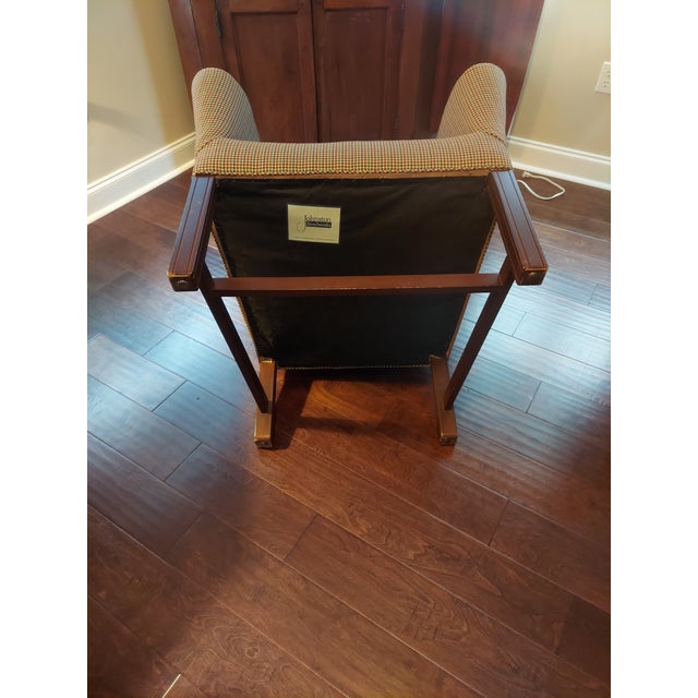 Early 21st Century Primitive Colonial Upholstered Wingback Chairs For Sale - Image 5 of 12