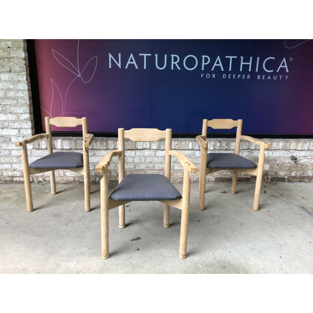 Mid 20th Century Vintage French Mid-Century Modern Guillerme Et Chambron Wood Upholstered Arm Chair For Sale - Image 11 of 12