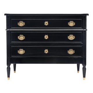 French Louis XVI Style Chest of Drawers, Ebonized, Antique 1910s For Sale