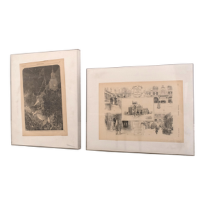 Pair of Vintage 18th C. Harpers Weekly Prints