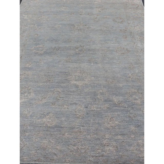 Modern Hand-Knotted Wool Rug by Keivan Woven Arts, Floral Design, 6' X 9' For Sale - Image 3 of 13