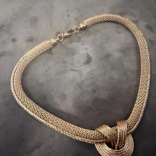 21st Century Vintage Costume Jewelry Gilt Metal Italian Multi Strand Necklace 2 For Sale - Image 9 of 17