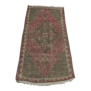 1970s Turkish Red Medallion Doormat Rug For Sale