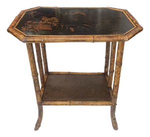 Late 19th Century. Chinoiserie Bamboo & Lacquer Side Table, c.1890
