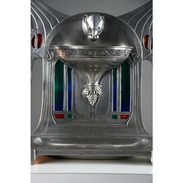 Monumental wmf jugendstil alpacca silver-plated vanity mirror with polychrome inlays, c. 1900 an exceptional and highly...