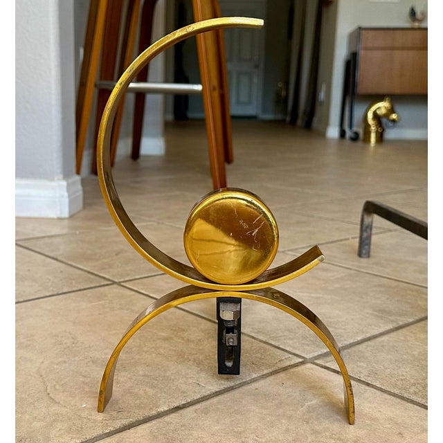 Metal Pair of Mid-Century Modern Donald Deskey Andirons For Sale - Image 7 of 15