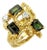 Diamond Green Tourmaline 18k Yellow Gold Fancy Textured Ring - Size 7 For Sale