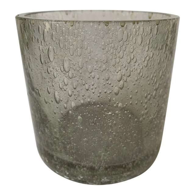 Small Gray Murano Bullicante Glass Flower Vase For Sale