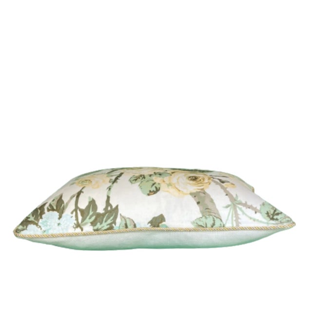 Shabby Chic Yellow Roses Rectangle Lumbar Decorative Pillow With Down Feather Insert For Sale - Image 3 of 6