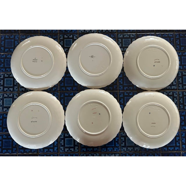 Antique 1880’s Tc Brown Westhead Moore & Co Scalloped Edge Botanical Plates 8.5” ~ Set of 6 For Sale - Image 10 of 11