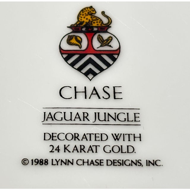 Lynn Chase “Jaguar Jungle” Porcelain Plates Set of 2 Animal Border With 24k Rim For Sale - Image 11 of 11
