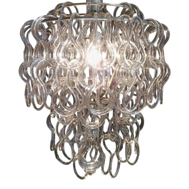 Hollywood Regency 1970s Vintage Giogali 50 Murano Glass Loop Chandelier For Sale - Image 3 of 7