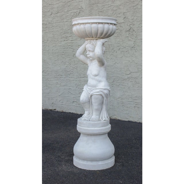 Mid 20th Century Neoclassical Style Figural Carved Marble Garden Planter For Sale - Image 4 of 12