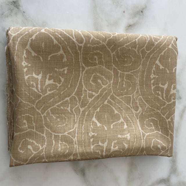 Kerry Joyce Tonal Sand and Ivory Coptic Linen Fabric- 2 Yards For Sale - Image 4 of 6