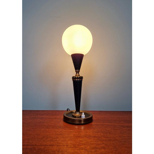 Table Lamp in Black Lacquered Metal, 1950s For Sale - Image 15 of 17