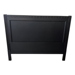 Black Patinated Wooden Headboard For Sale