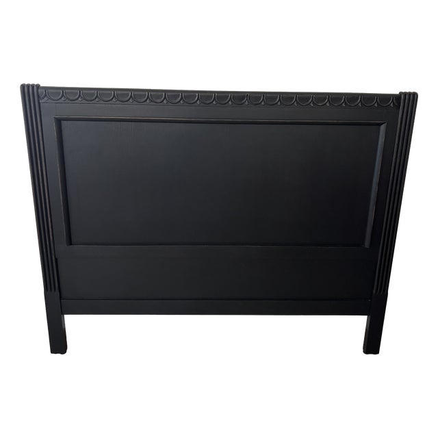 Black Patinated Wooden Headboard For Sale