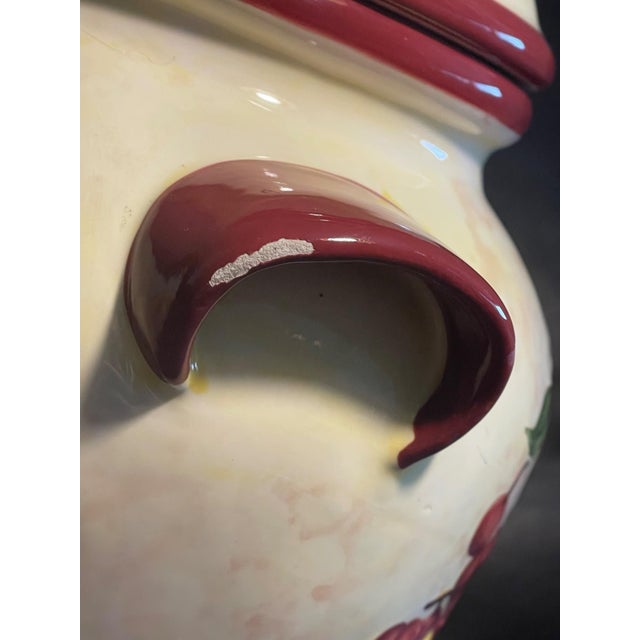 Late 20th Century Hand Painted Italian Fruit Biscotti Cookie Jar Canister With Lid – Tuscan Kitchen Decor For Sale - Image 5 of 16