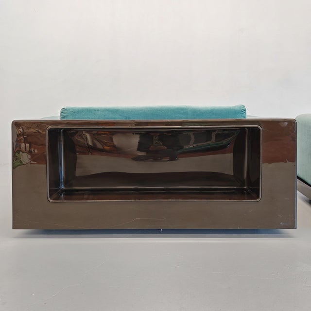 Vintage Light Blue Velvet Gradual Chairs by Cini Boeri for Gavina, 1970s, Set of 2 For Sale - Image 13 of 18