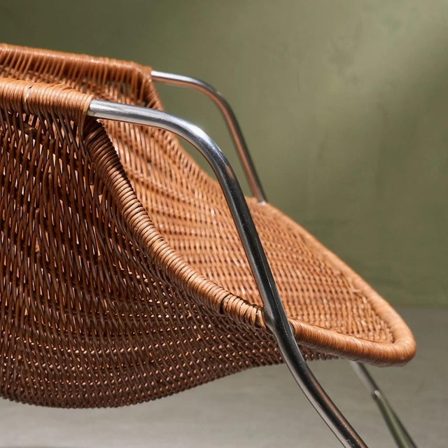 Coqueta Chair in Stainless Steel, Wicker and Leather by Pete Sans, Spain, 1980s For Sale - Image 11 of 13