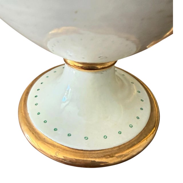 Vintage Ugo Zaccagnini Italian Neoclassical Urns With Faux Malachite Cartouches - A Pair For Sale - Image 11 of 15