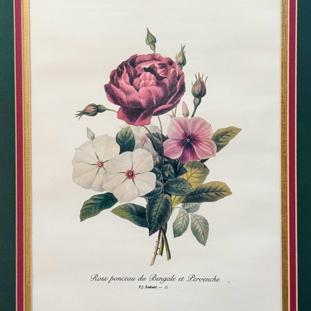 Late 20th Century Late 20th Century Grand Scale French Framed Botanical Set by Pierre-Joseph Redouté Reproduction Prints - Set of 3 For Sale - Image 5 of 8