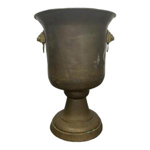 Late 19th Century Copper Urn Planter With Brass Lion-Head Ring Handles