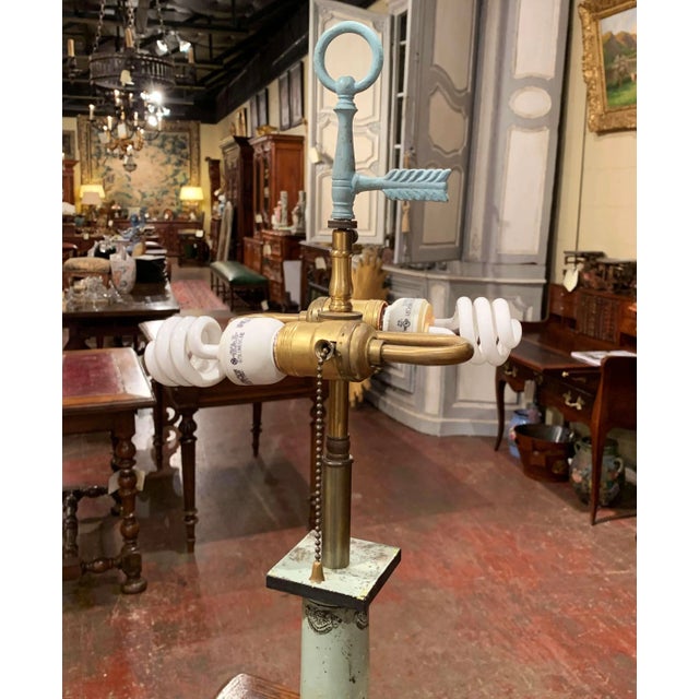 French 19th Century French Directoire Hand-Painted Tole Table Lamp With Military Scenes For Sale - Image 3 of 12