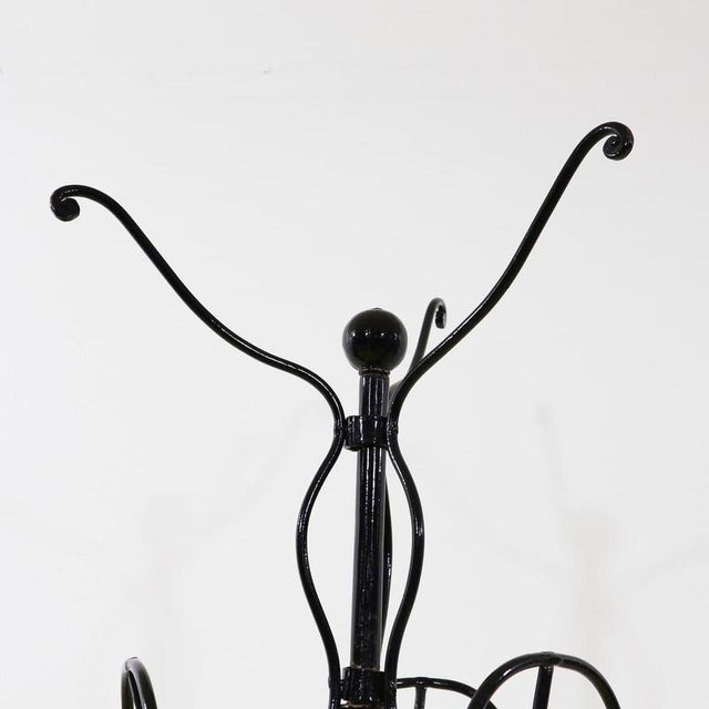 Black Wrought Iron Floor Coat Rack with Scrolls For Sale - Image 4 of 9