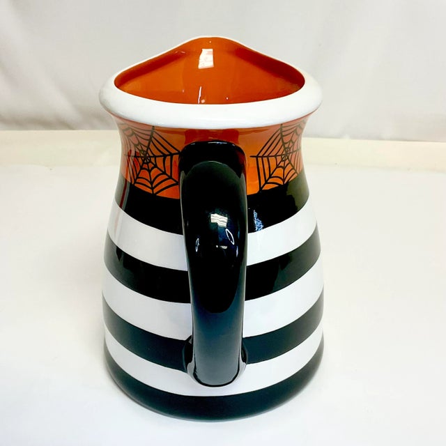 Vintage Americana Boho Chic Halloween Spider Web Pitcher For Sale - Image 4 of 8