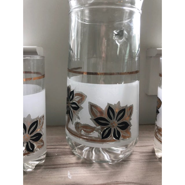 Mid-Century Modern Italian Cocktail Set in Frosted Windrose Pattern-6 Piece Set For Sale In Houston - Image 6 of 10
