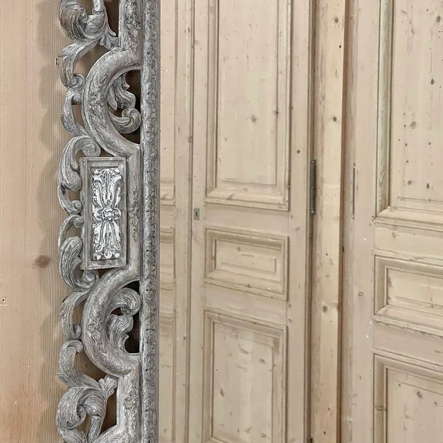 Antique Renaissance Carved and Whitewashed Wood Mirror For Sale - Image 4 of 13