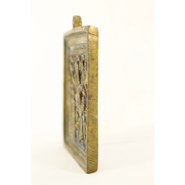 Early 19th Century 18-19th Century Russian Old Believers Icon Saints Kyrikos & Julitta Brass & Enamel For Sale - Image 5 of 11