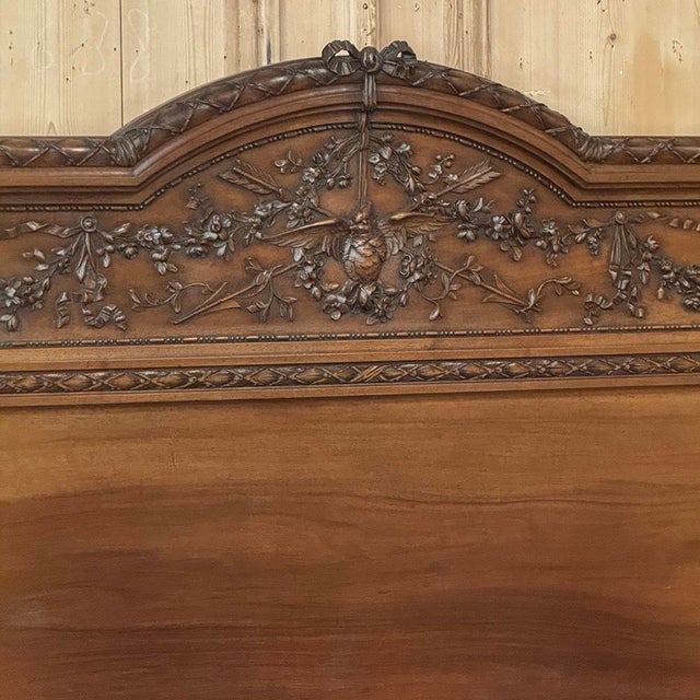 19th Century French Louis XVI Walnut Bed For Sale - Image 9 of 18