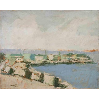 Franco Marzilli, Seaview, Oil Painting, 1970s For Sale