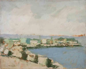 Franco Marzilli, Seaview, Oil Painting, 1970s