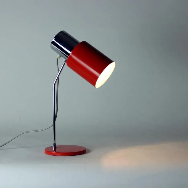Josef Hurka Table Lamp in Chrome and Red Metal by Josef Hurka for Napako, 1960s For Sale - Image 4 of 11