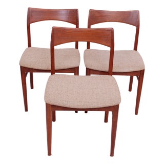 Vintage Dining Chairs by Henning Kjaernulf for Vejle Stole Møbelfabrik, 1960s, Set of 3 For Sale