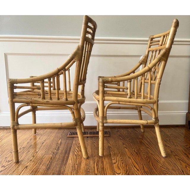 1960s 1960s Rattan Dining Chairs, attr. Brown Jordan, set of 6 For Sale - Image 5 of 8