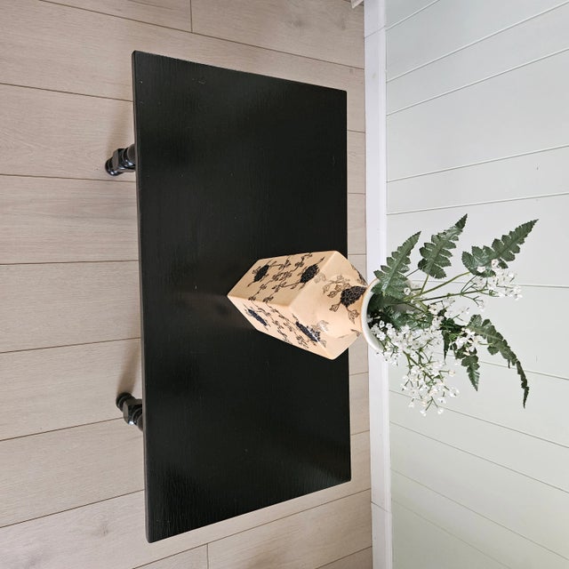 Carved California-Spanish Antique Walnut Coffee Cocktail Table in Ebony, Frieze Has Bullseyes, Single-Board Top For Sale - Image 4 of 9